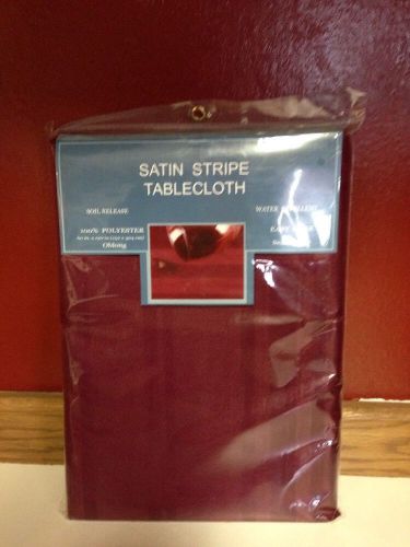 NEW 60 x 120 BANQUET TABLECLOTH SATIN STRIPE, BURGUNDY