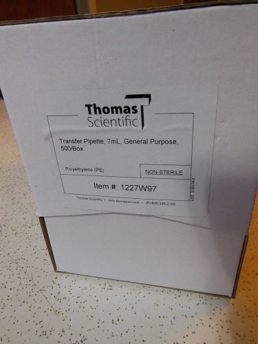 Thomas Scientific,Box of 500 Transfer Pipettes,7ML,General Purpose,New/old stock