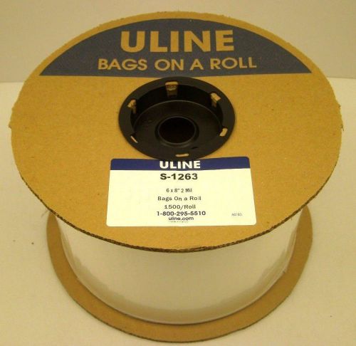 Uline s-1263 6&#034; x 8&#034; polybag 2 mil 1500 bags on a roll autobag plastic new usa for sale
