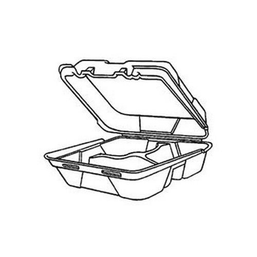 Genpak snap-it hinged carryout medium container with 3 compartment in white for sale