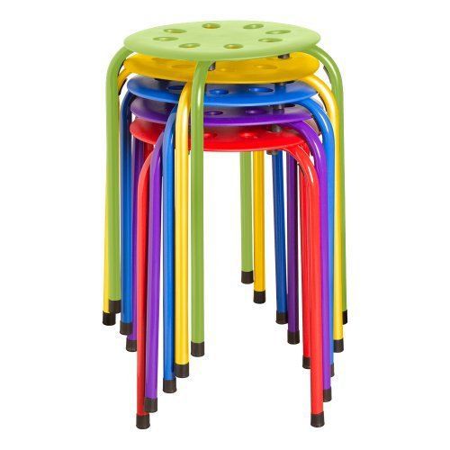 Assorted color plastic stack stool - pack of 5 for sale