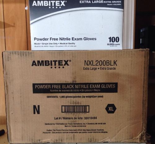 1000/Case AMBITEX NXL200BLK Black Disposable Exam Gloves, Nitrile, XL, Food Safe