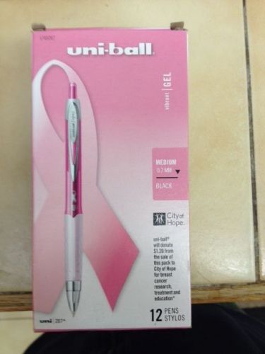uni-ball 207 Signo Gel Pens Black Medium 12 ct Pink Ribbon rollerball cityofhope