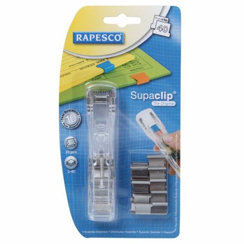 Rapesco Supaclip 40 Dispenser with 25 Stainless Steel Clips New Sealed Pkg