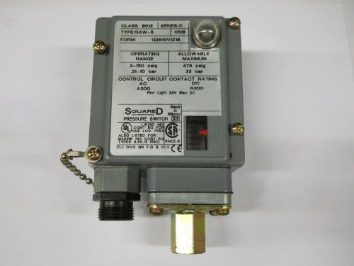 Square d 9012 gaw-5 pressure switch w/options 3-150 psi new condition / no box for sale