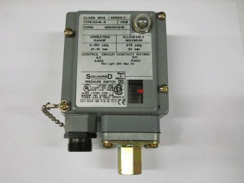 SQUARE D 9012 GAW-5 PRESSURE SWITCH W/OPTIONS 3-150 PSI NEW CONDITION / NO BOX