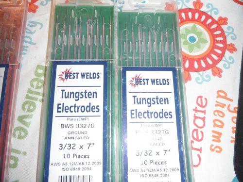 20 -GREEN Tip PURE EWP / Ground Tungsten Electrodes 3/32&#034;X7&#034;
