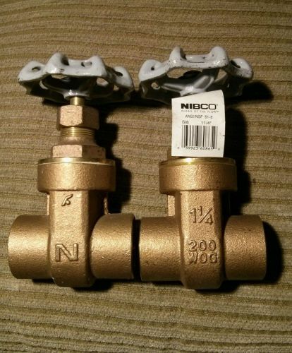 Lot of 2 nibco bronze gate valves 1-1/4&#034; sweat  60 day warranty usa for sale