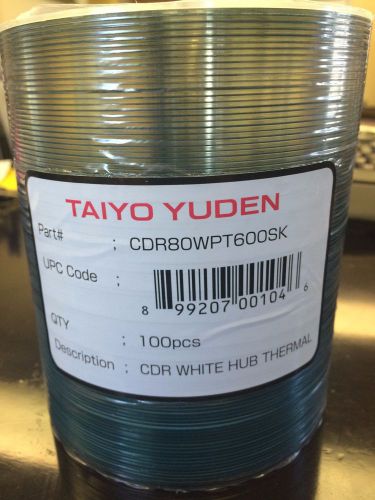 Case of 600 Taiyo-Yuden  CD-R White Thermal Hub Printable