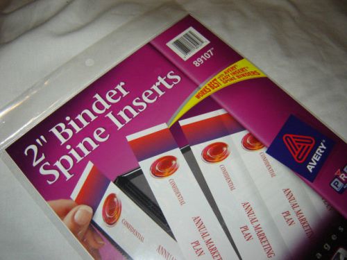 Avery Model 89107 Binder Spine Inserts For 2&#034;Binders 5 Sheets 40/PK White