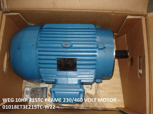 WEG Motor, 3 Ph, 10 HP, 1760, 208-230/460 01018ET3E215TC-W22