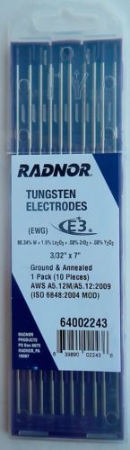 Radnor 64002243 3/32&#034; X 7&#034; Ground Finish E3 Tungsten Electrode 10pk