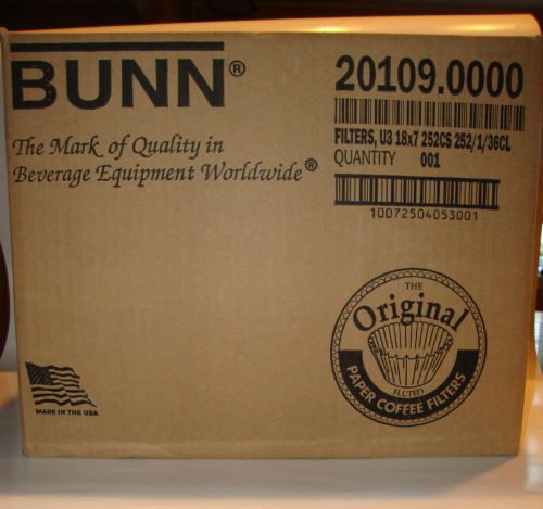 NEW SEALED BUNN U3 18X7 3 GALLON COFFEE FILTERS CASE OF 252  20109.0000