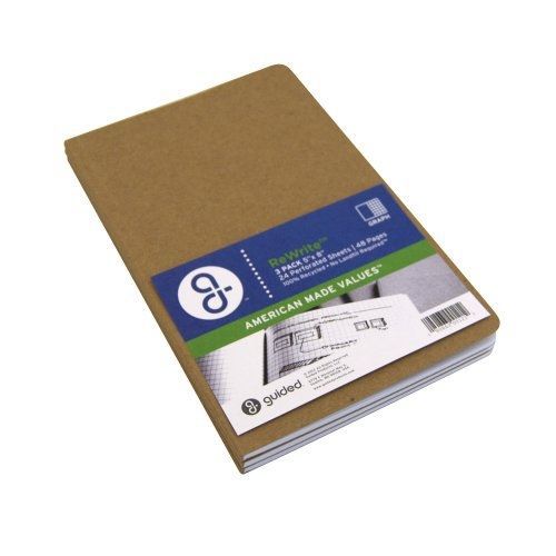 Guided Products ReWrite 5 x 8 Inches, Graph Recycled Notebook, 48 Pages, 3 Pack