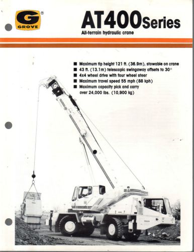 1987 GROVE AT400 12 TON CRANE BOOM CONSTRUCTION EQUIPMENT BROCHURE