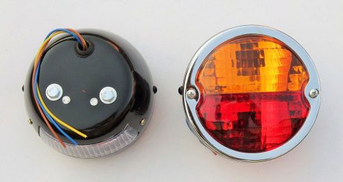 Round Vintage Rear Tail Light with Licence Plate window Tractor truck trailer 2x