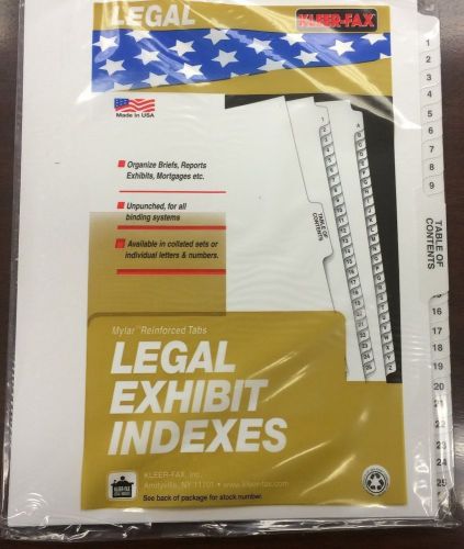 10 Pack -NEW KLEERFAX 81170 LEGAL INDEX numbered 1-25 Exhibit - WHOLESALE LOT