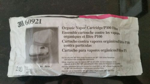 NEW 3M 60921  Organic Vapor Cartridges P100 Respirator 1 Pack  2 Filters