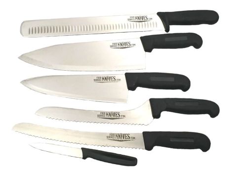 Knife Set Lg Chef, Sm Chef, Bread, Sandwich, Slicer, Paring Food Service Knives