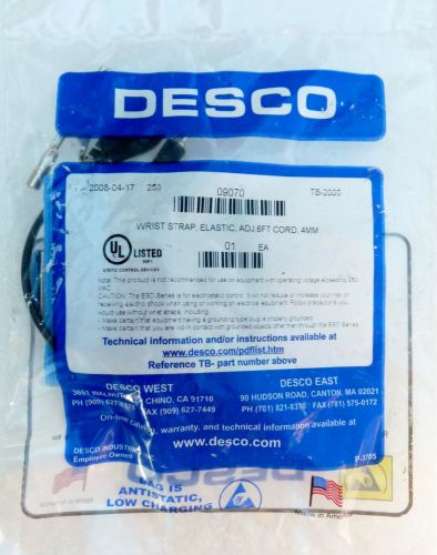 New desco 09070 wrist strap adjustable elastic ground grounding 6&#039; cord 4mm for sale