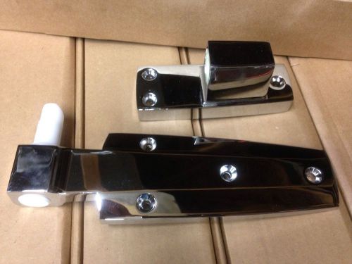 Polished chrome heavy duty hinge with long strap | offset: 1-1/2&#034; for sale
