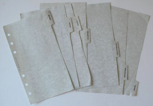 Filofax Planner Blank Index Tabbed Pages 4 or 6 Ring 4in x 6 3/4in Set of 6 Used