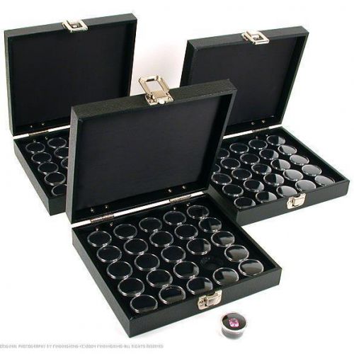 75 Gem Jars Black Display Tray Gemstone Travel Case