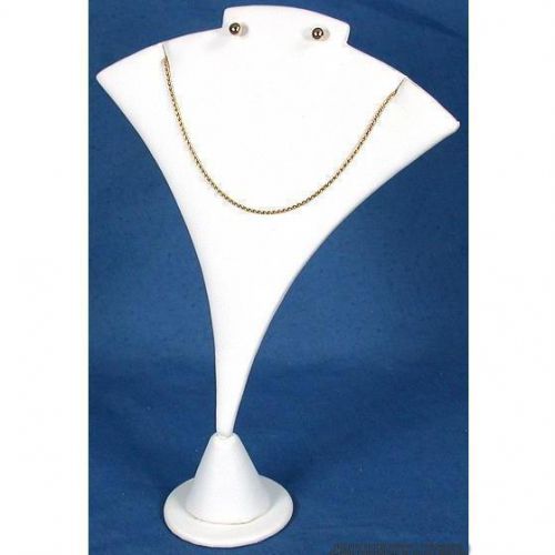Earring &amp; Necklace Display White Faux Leather Stand