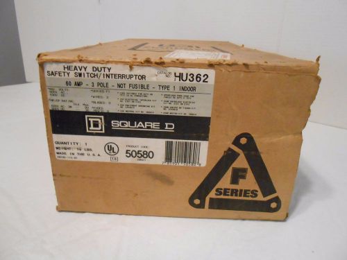 HU362 SquareD Heavy Duty Safety Switch 60Amp 3Pole 600Volt Non Fusible Type 1