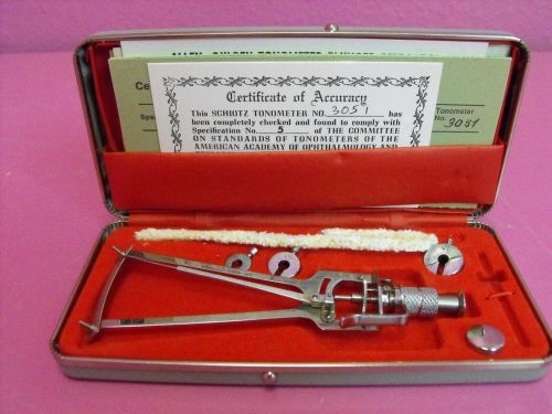 Schioetz Tonometer Improved w/ Original Certificates of Accuracy 1980s Autoclave