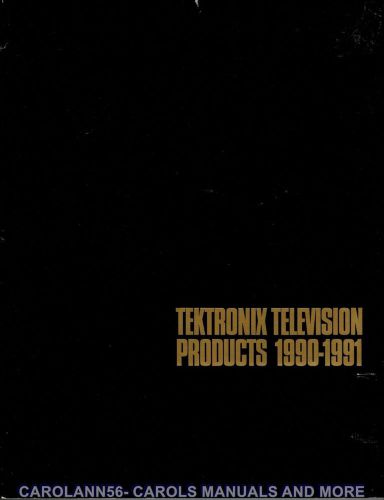 TEKTRONIX Catalog TELEVISION PRODUCTS 1990-1991