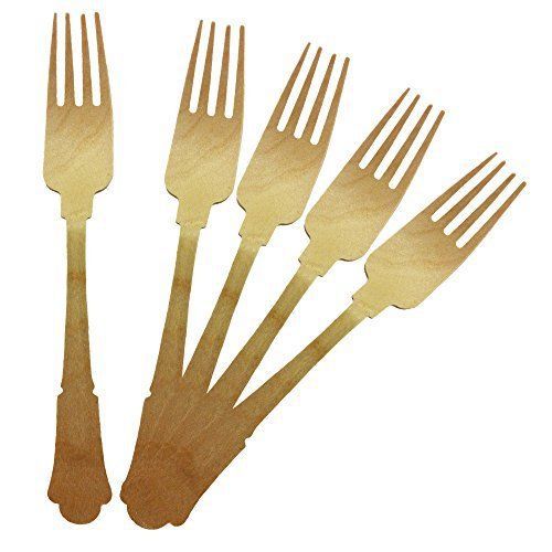 Birchware 100-Piece Elegant Compostable Wooden Forks