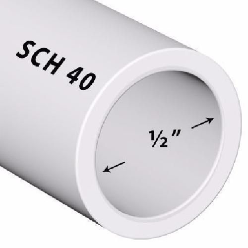 Generic PVC Pipe Schedule Sch 40 1/2 Inch (.5) 1/2 Inch / 2 Foot