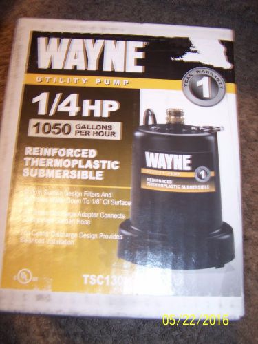 WAYNE TSC130 1/4hp 1050GPH Reinforced Thermoplastic Submersible Utility Pump NIB