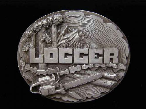 Logger logging belt buckle buckles solid pewter new! for sale