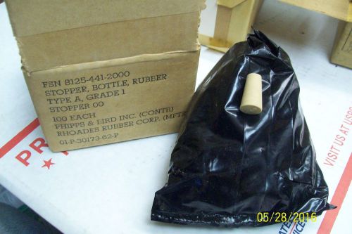 100 count rubber test tube caps plugs stopper new vintage military lot 1962 for sale