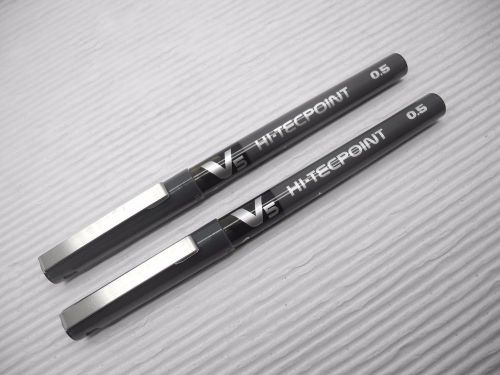 2pcs pilot hi-tecpoint v5 0.5mm roller ball pen with cap black(japan) for sale