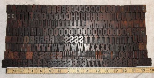 Large Set Antique 5 Line 0.83&#034; Gothic Condensed Letterpress Wood Type 253 Pieces