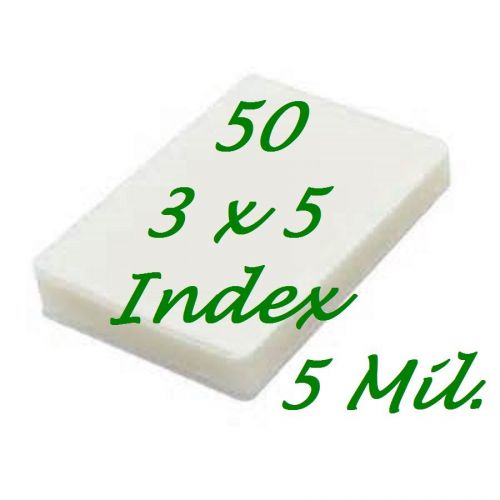 (50) 3-1/2 x 5-1/2 Laminating Laminator Pouches/Sheets.. Index Card  5 ml