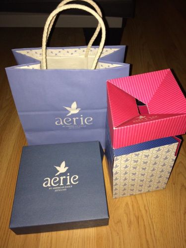 3 piece aerie gift boxes and shopping bag for sale