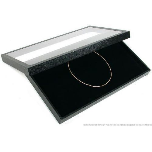 Black Velvet Jewelry Chain Pad Acrylic Lid Display Case