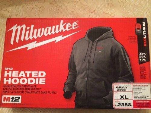 Milwaukee 2368 xl new m12 12v li-ion heated hoodie, cotton/polyester, xl - gray for sale