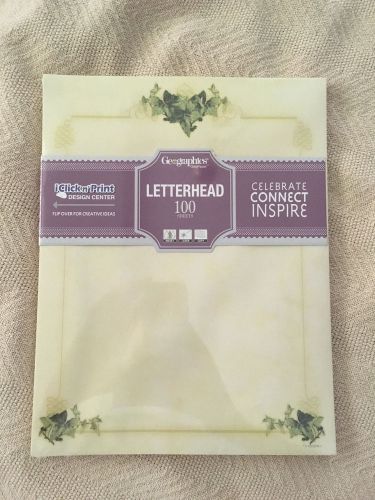 Geographics Ivy Corners Letterhead Computer Printer Paper 100 count 8 1/2&#034; x 11&#034;