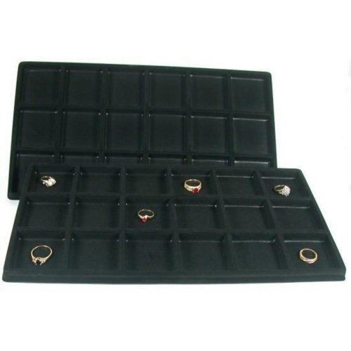 2 black 18 slot coin jewelry showcase display tray inserts for sale