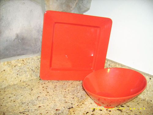 G.E.T Melamine RED B-792 abstract bowl &amp; ML-12 square platter