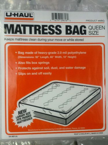 New in Package U-HAUL Moving Queen Size Mattress Bag Plastic Cover