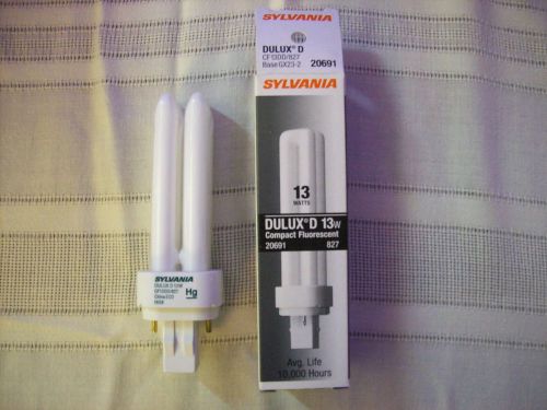 (4) Sylvania Dulux D 13 Watt Compact Fluorescent Lamp #20691 NIB CF13DD/827