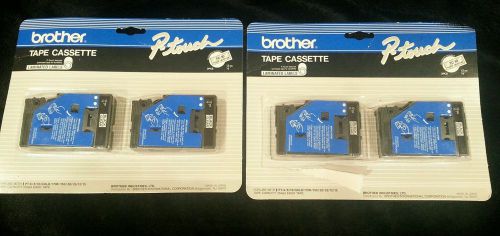 *** NEW *** Brother P-Touch TC-10 Tape Cassettes - Set Of 4! - Black On Clear!