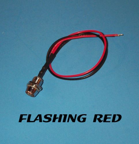 FLASHING LED - 5mm PRE WIRED 12V CHROME BEZEL - RED