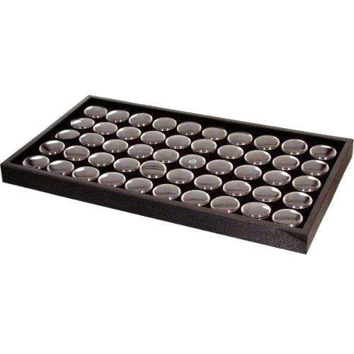 Round Gem Coin Jars 50-Slot Stackable Tray Display Organizer Black 14.75X8.25&#034;